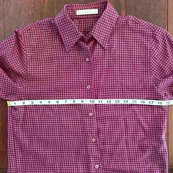 Foxcroft Women’s Wrinkle Free Pink Black Checker Button Down Shirt Top Size 4 - Picture 7 of 7